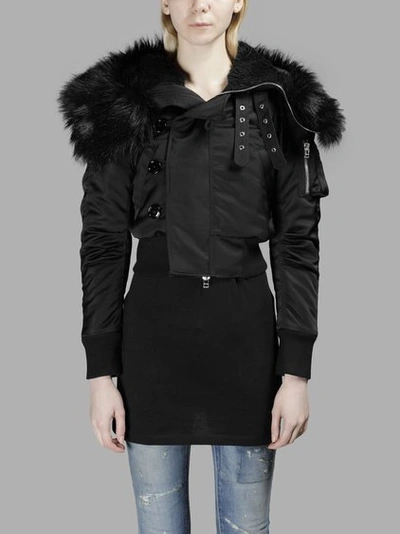 Faith Connexion Women's Bomber Jacket With Fur Collar In Black