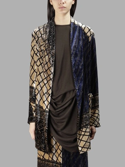 Uma Wang Women's Long Velvet Jacket Maroccan Print