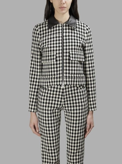Wales Bonner Women's Black And White Checked Louis Zip Front Jacket