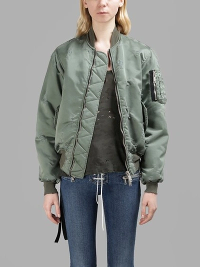 Ben Taverniti Unravel Project Women's Green Nylon Army Bomber Jacket