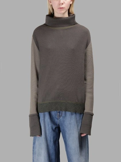 Maison Margiela Maison Margela Women's Colorblock Knit Turtleneck Jumper In Green