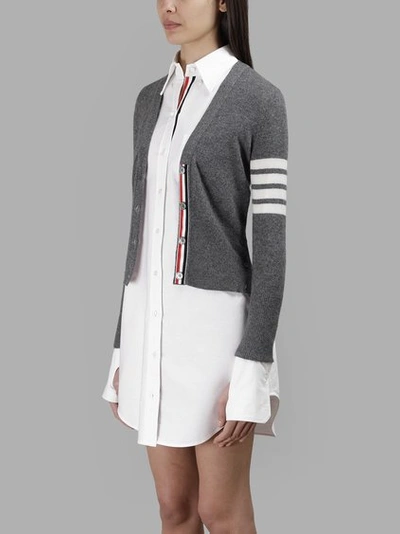 Shop Thom Browne Women's Grey Cashmere Too Cold Cardigan