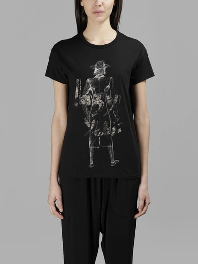 Yohji Yamamoto Women's Black  'lazy' Printed T-shirt