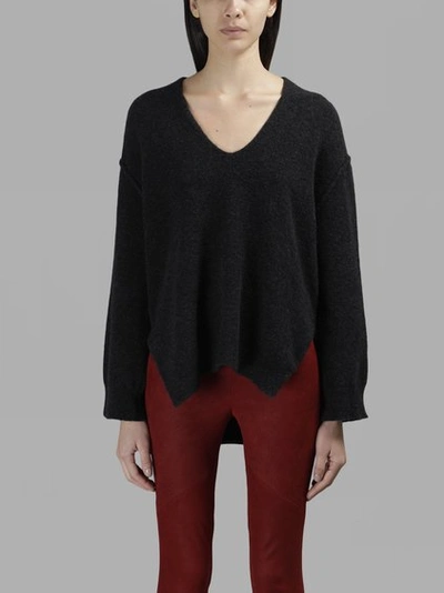 Isabel Benenato Women's Black Knitted Sweater In Grey