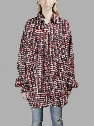 Faith Connexion Oversized Tweed Shirt Jacket, Red/black In Multi