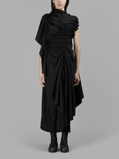 Yohji Yamamoto Women's Gathered Wool Dress In Black