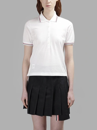 Shop Thom Browne Women's White Fine Mercerized Pique Polo T- Shirt