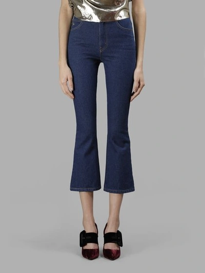 Attico Women's Blue Raw Plain Denim Flare Jeans