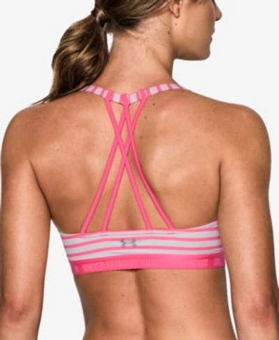Under Armour Low-impact Strappy Sports Bra In Pink Shock