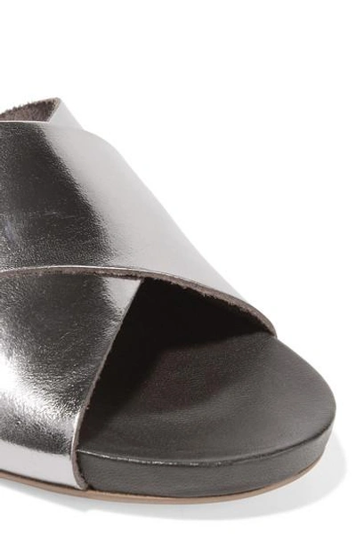Shop Atp Atelier Doris Metallic Leather Slides