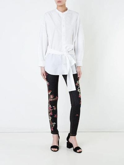 Shop Alice And Olivia Embroidered Slim Fit Skinny Jeans In Blue