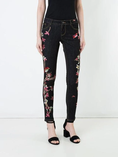 Shop Alice And Olivia Embroidered Slim Fit Skinny Jeans In Blue
