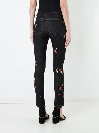 Shop Alice And Olivia Embroidered Slim Fit Skinny Jeans In Blue