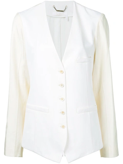 Chloé Waistcoat Style Collarless Blazer In White