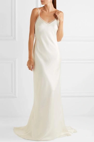 Shop Halfpenny London Luella Organza-trimmed Satin Gown In White