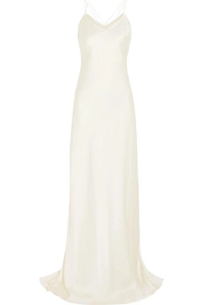 Shop Halfpenny London Luella Organza-trimmed Satin Gown In White