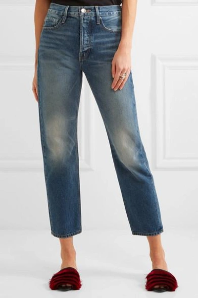 Shop Frame Le Original Cropped High-rise Straight-leg Jeans In Blue