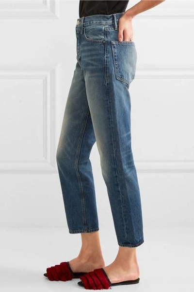 Shop Frame Le Original Cropped High-rise Straight-leg Jeans In Blue