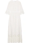 ANNA SUI Daisy Fields appliquéd silk-blend and broderie anglaise cotton maxi dress