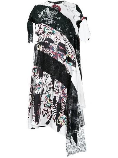 Shop Antonio Marras Asymmetric Printed Panel Dress In Multicolour