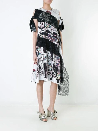 Shop Antonio Marras Asymmetric Printed Panel Dress In Multicolour