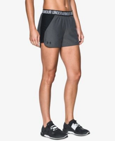 Under Armour Play Up Performance Shorts In Rhino Gray/ Tropic Pink