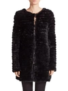 ADRIENNE LANDAU Knit Rabbit Fur Coat