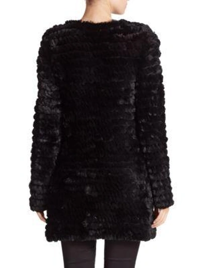 Shop Adrienne Landau Knit Rabbit Fur Coat In Black