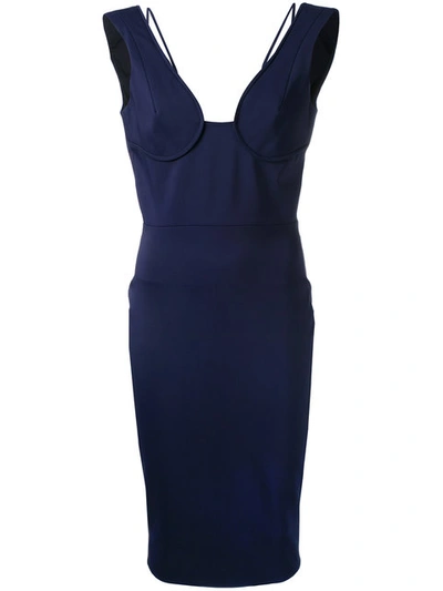 Victoria Beckham Off Shoulder Bustier Dress In Blue
