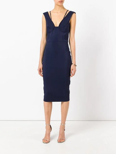 Shop Victoria Beckham Off Shoulder Bustier Dress In Blue