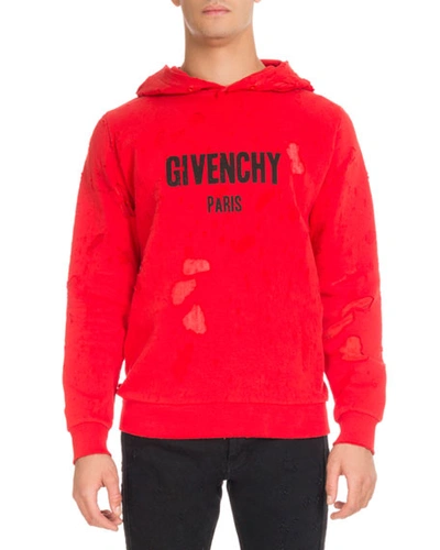 Givenchy 仿旧logo印花连帽衫 In Red