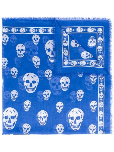 Shop Alexander Mcqueen Skull Scarf - Blue