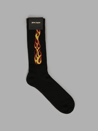 Palm Angels Flame Socks In 1088 Black Multi