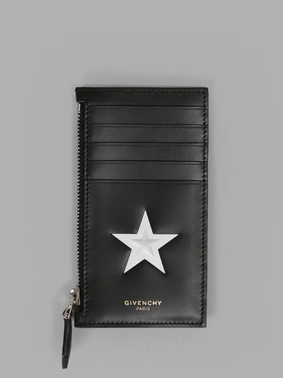 Givenchy Cardholder With Embossed Star On Black Leather