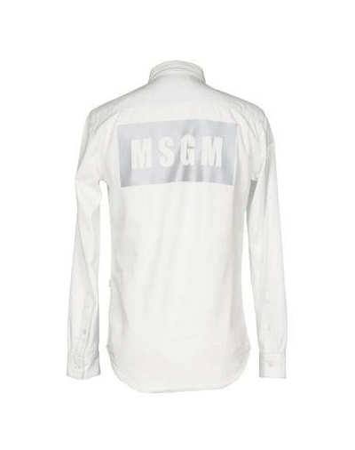 Shop Msgm Denim Shirt In White