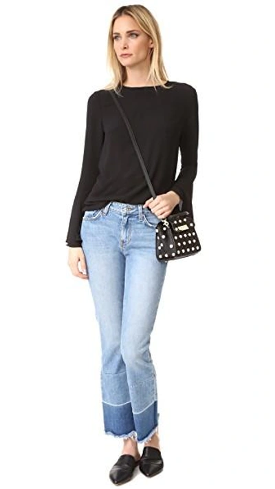 Shop Zac Zac Posen Eartha Imitation Pearl Top Handle Mini Cross Body Bag In Black