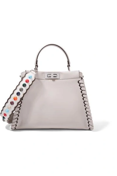 Shop Fendi Studded Two-tone Textured-leather Bag Strap