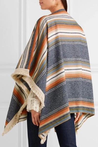 Shop See By Chloé Fringed Striped Canvas Cape