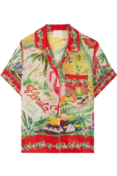 Anna Sui Florida Printed Silk-jacquard Shirt
