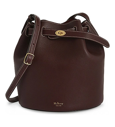 Mulberry Abbey Smooth Leather Bucket Bag In Burgundy