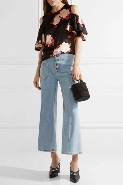 Shop Marc Jacobs Cropped High-rise Wide-leg Jeans