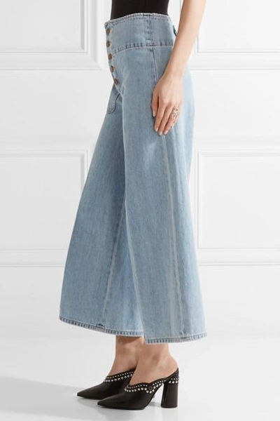 Shop Marc Jacobs Cropped High-rise Wide-leg Jeans