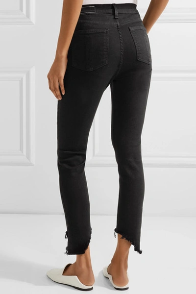 Shop Rag & Bone The Capri Cropped Distressed High-rise Skinny Jeans In Black