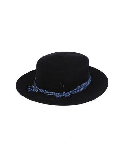 Shop Maison Michel Hat In Dark Blue
