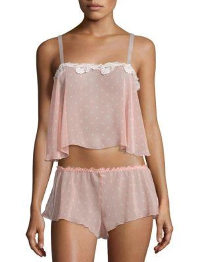 Hanky Panky Sleepwear Darlington Dot Chiffon Camisole & Tap Pant In Pink Ivory