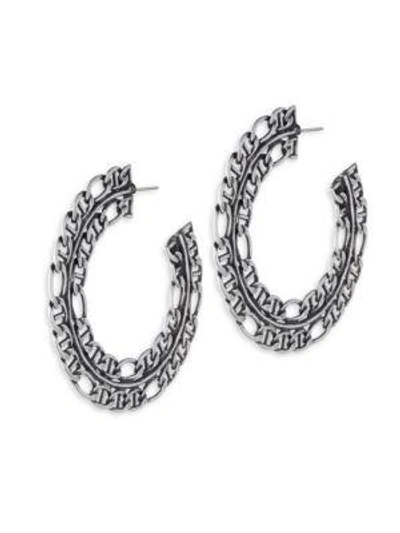 Shop Dannijo Hawk Chain Hoop Earrings/2.5" In Silver