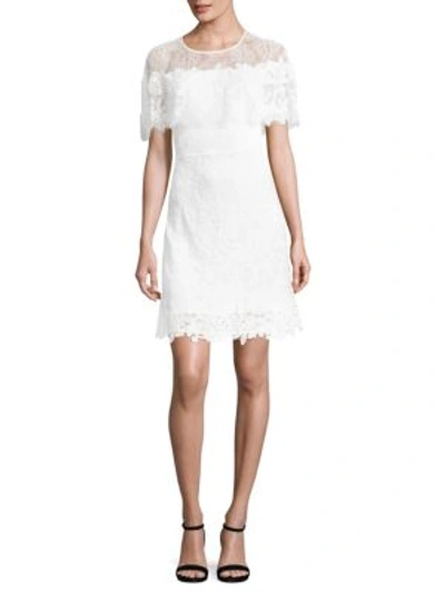 Kobi Halperin Vivi Short-sleeve Popover Lace Cocktail Dress In White