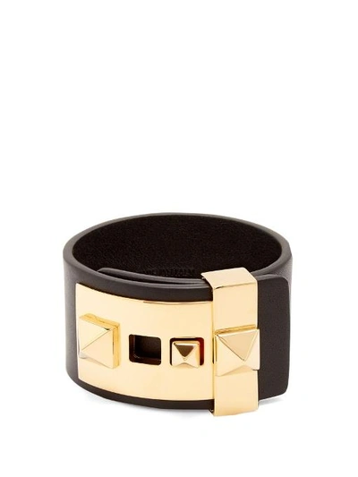 side whisky Svag Valentino Garavani Rockstud Large Leather Cuff Bracelet In Black | ModeSens