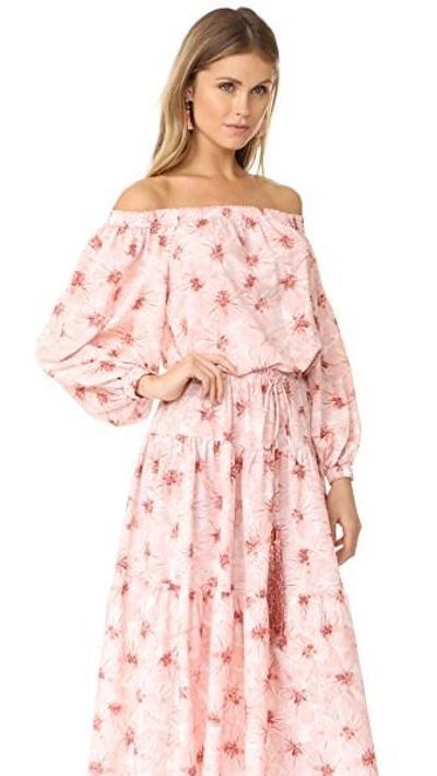 Alexis Tilia Floral-print Off-the-shoulder Midi Dress, Pink | ModeSens