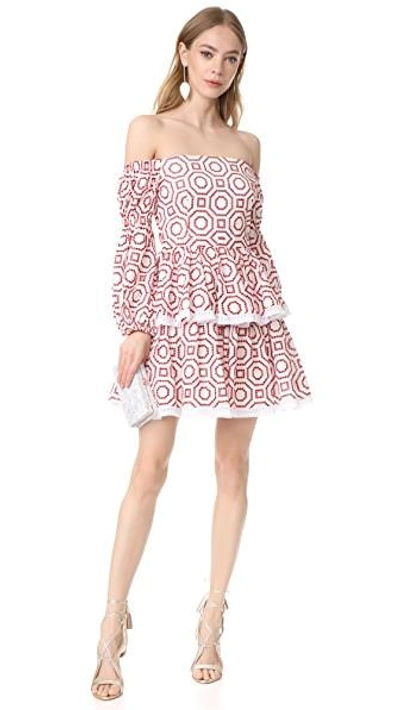 Shop Alexis Lezah Dress In Red Embroidery